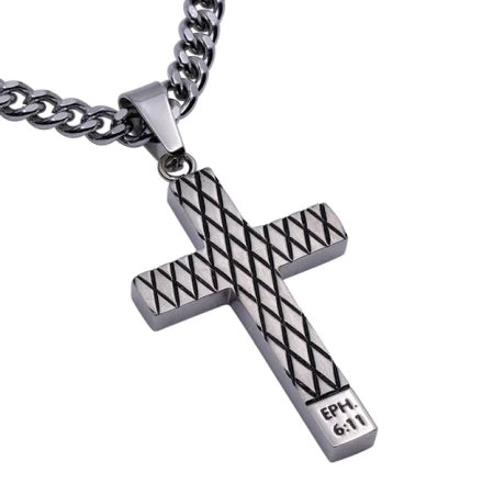 Men's Silver Diamond Back Cross